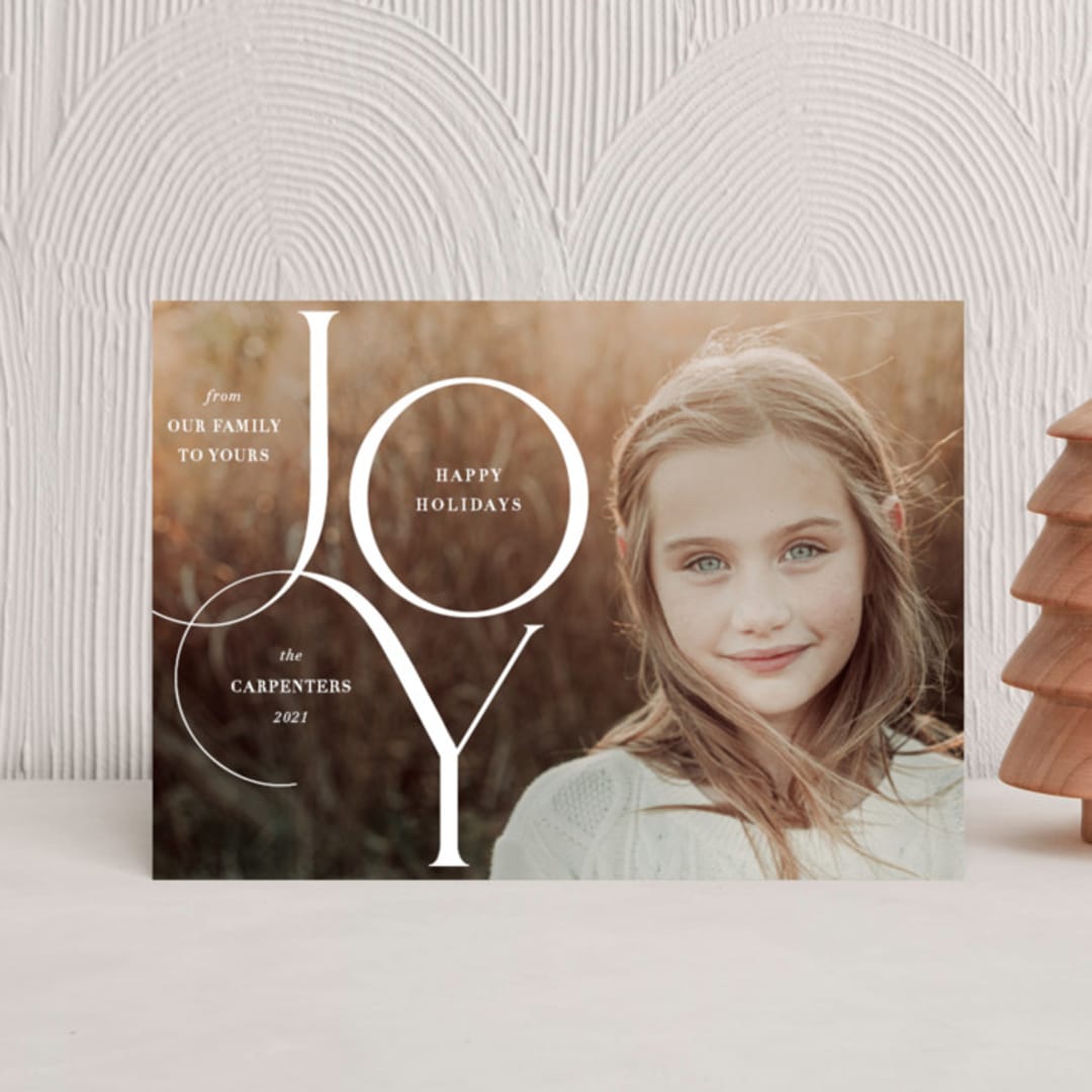 "Joy Elegance" - Holiday Cards in Snow White by Nam Bourassa - Front