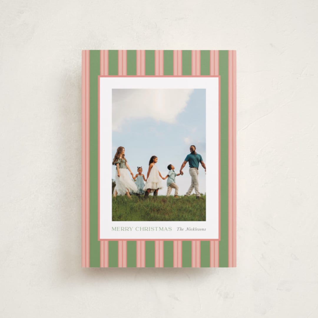 "Southern Sripes" - Holiday Cards in Azalea by Cindy Reynolds - Front