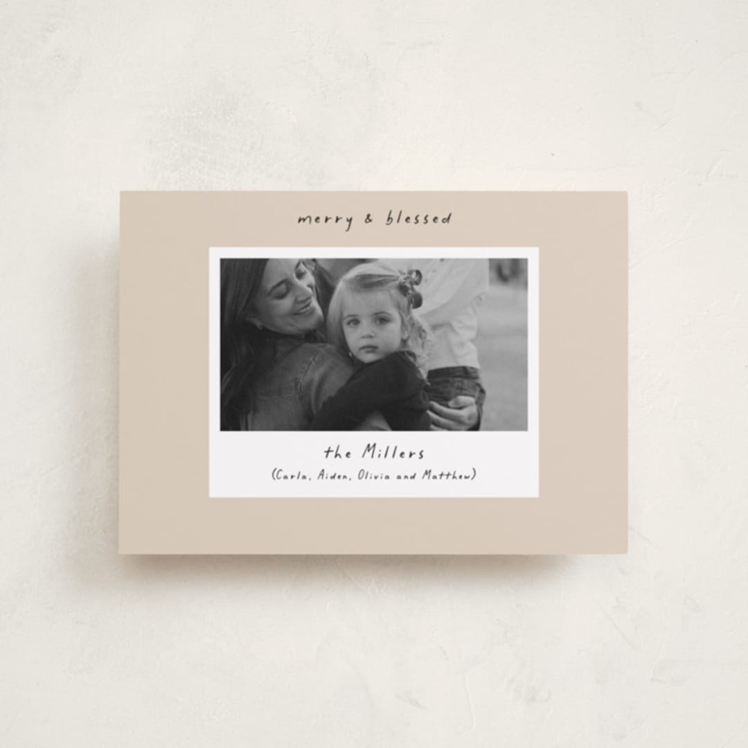 "Blessed Frame" - Holiday Cards in Butter Cream by Mansi Verma - Front