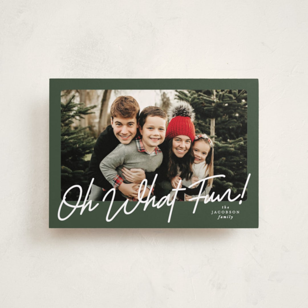 "Oh what fun script" - Holiday Cards in Forest by Karidy Walker - Front