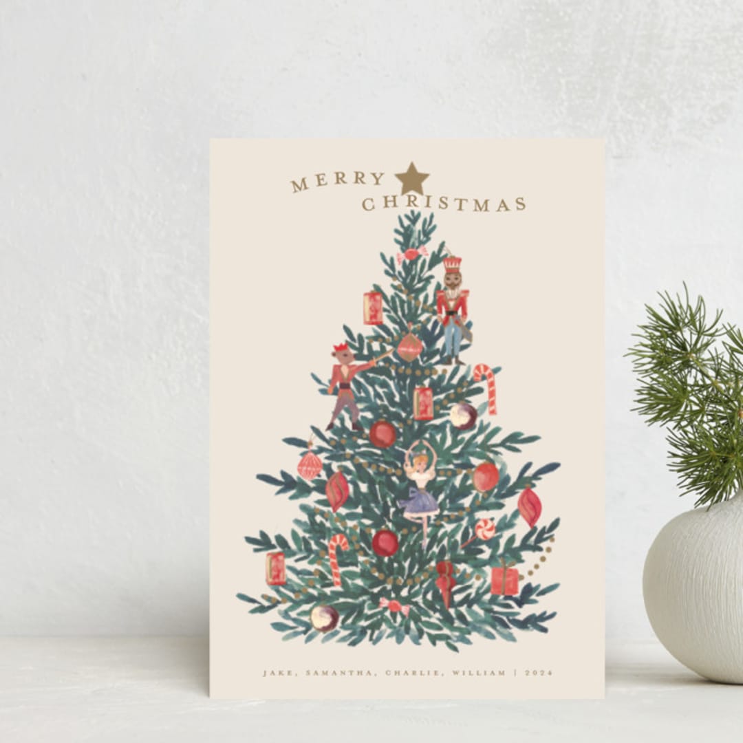 "Nutcracker Tree" - Holiday Cards in Caramel by Teju Reval - Front