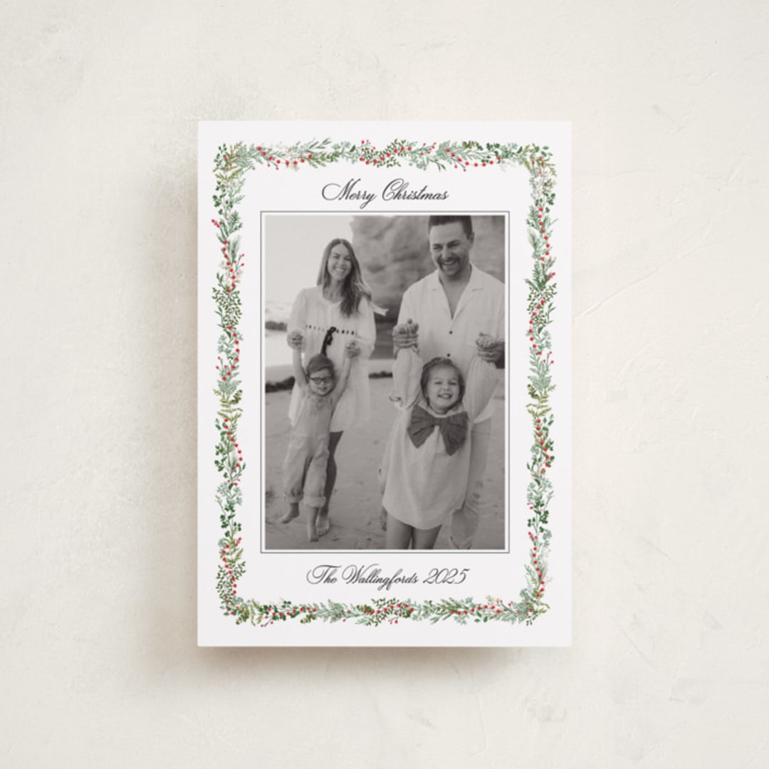 "Classic Joy" - Holiday Cards in Holly Berry by Susan Moyal - Front