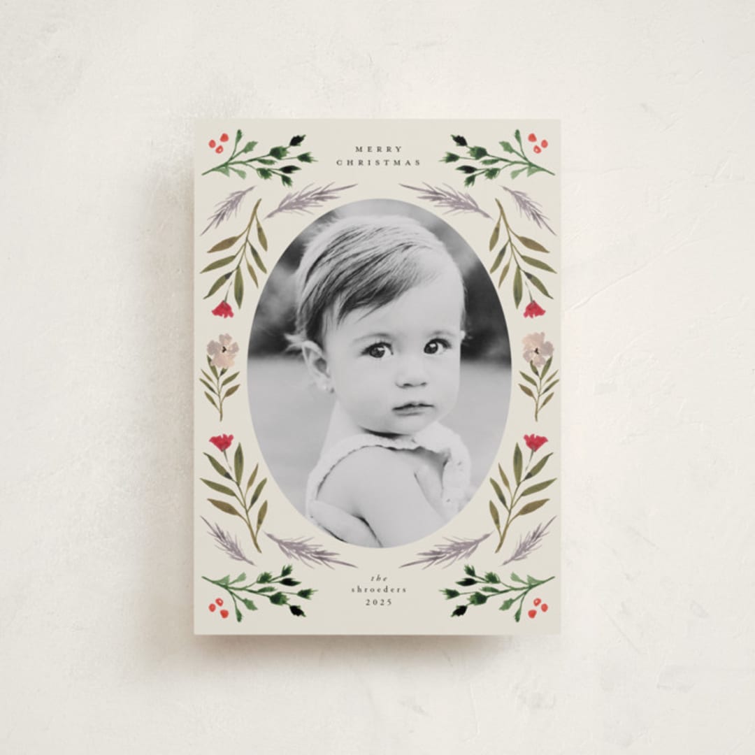 "Merry Round" - Holiday Cards in Buttercream by Lindsay Megahed - Front