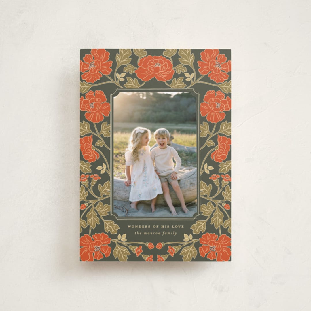 "Christmas Poppies" - Holiday Cards in Balsam by Tara Grangroth - Front