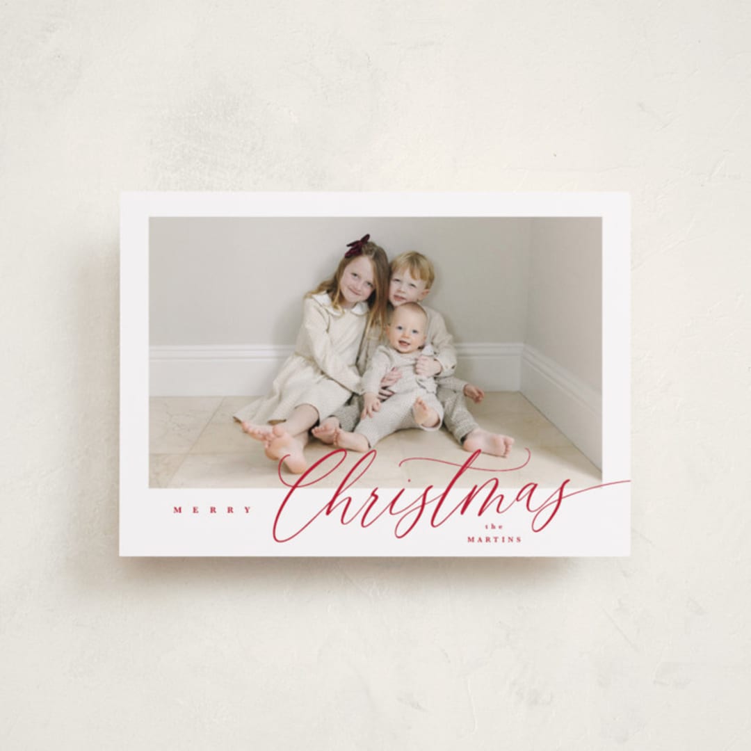 "Corner Slant" - Holiday Cards in Berry by Kelly Schmidt - Front