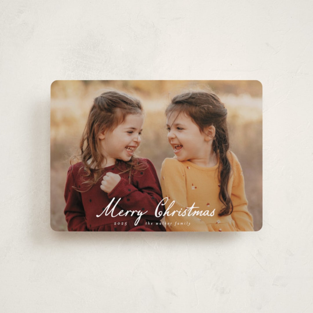 "Winter Greetings" - Holiday Cards in Snow by Ashley Iwafuchi - Front