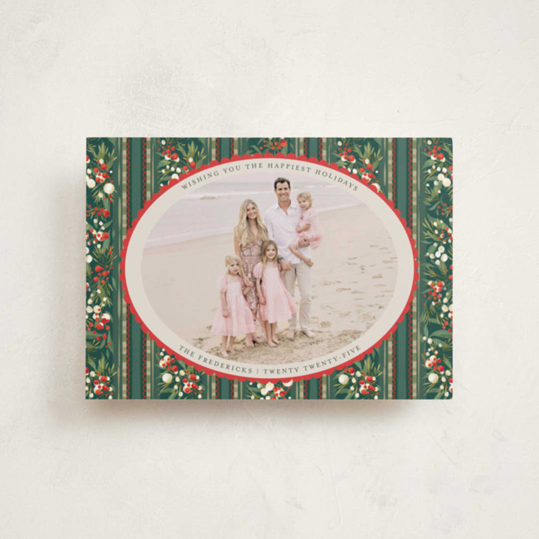"Holiday Garland Ribbon" - Holiday Cards in Fruitcake by Jackie Crawford - Front