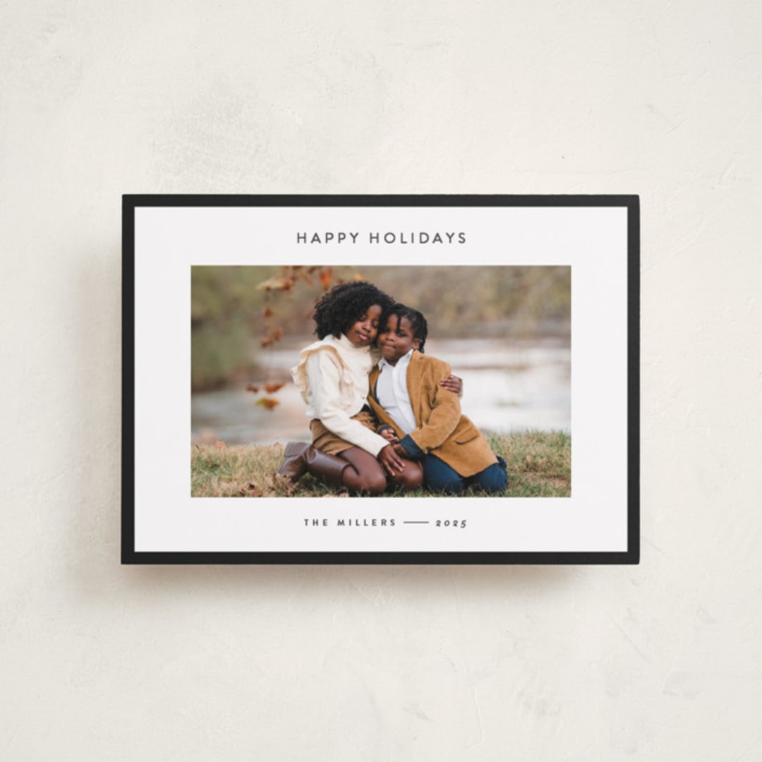 "Border" - Holiday Cards in Charcoal by JoAnn Jinks - Front