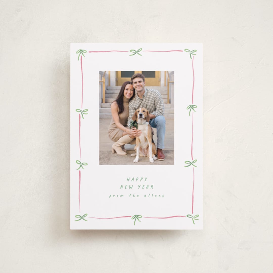 "Preppy Bow Border" - Holiday Cards in Candy by Susan Zinader - Front