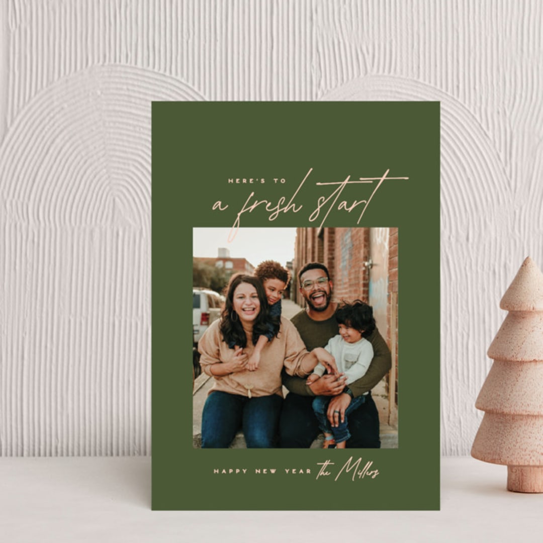 "Fresh Start" - Holiday Cards in Olive by Owl and Toad - Front