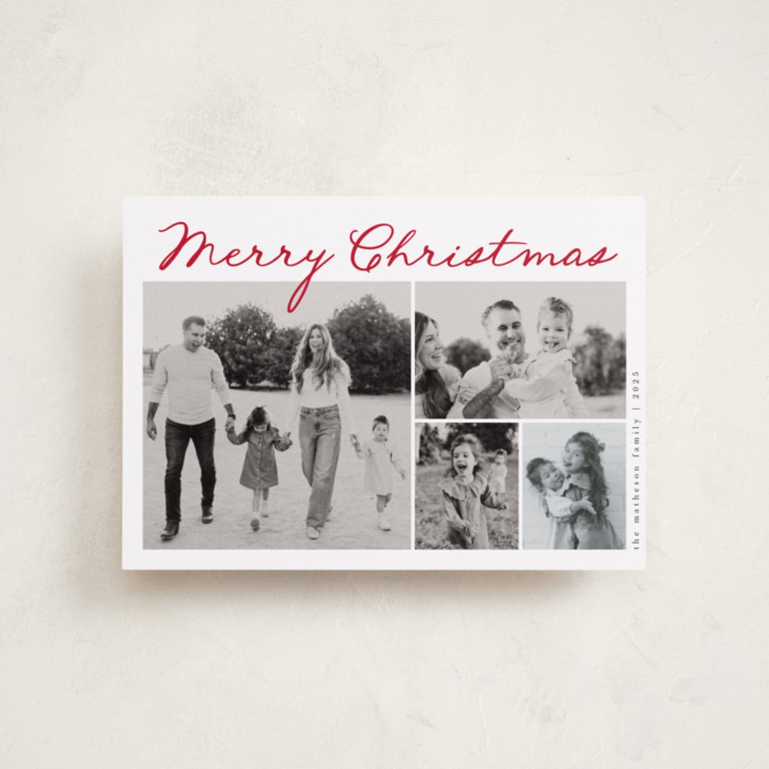 "Handdrawn Christmas" - Holiday Cards in Cherry by Kelly Schmidt - Front