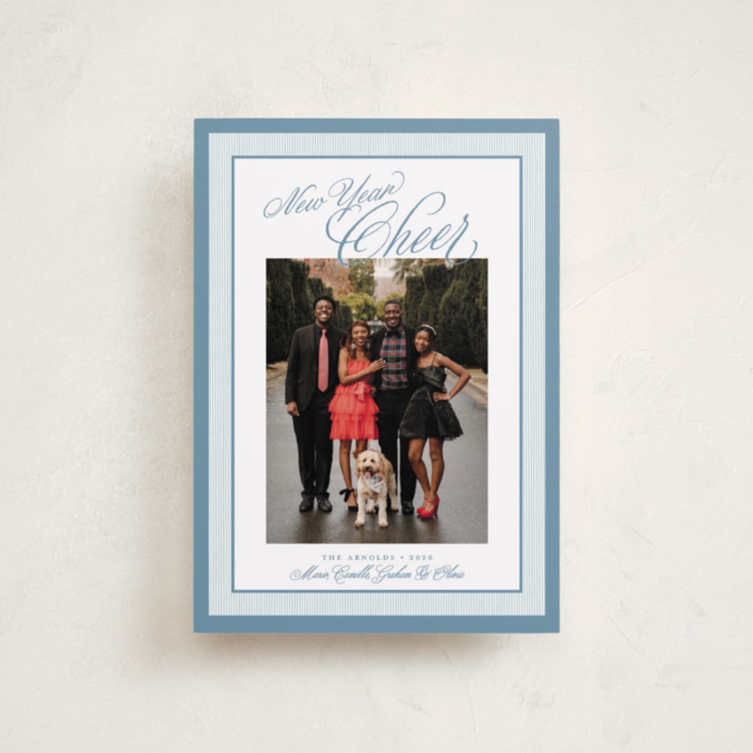 "Merry Striped Frame" - Holiday Cards in Frost by Alston Foster - Front