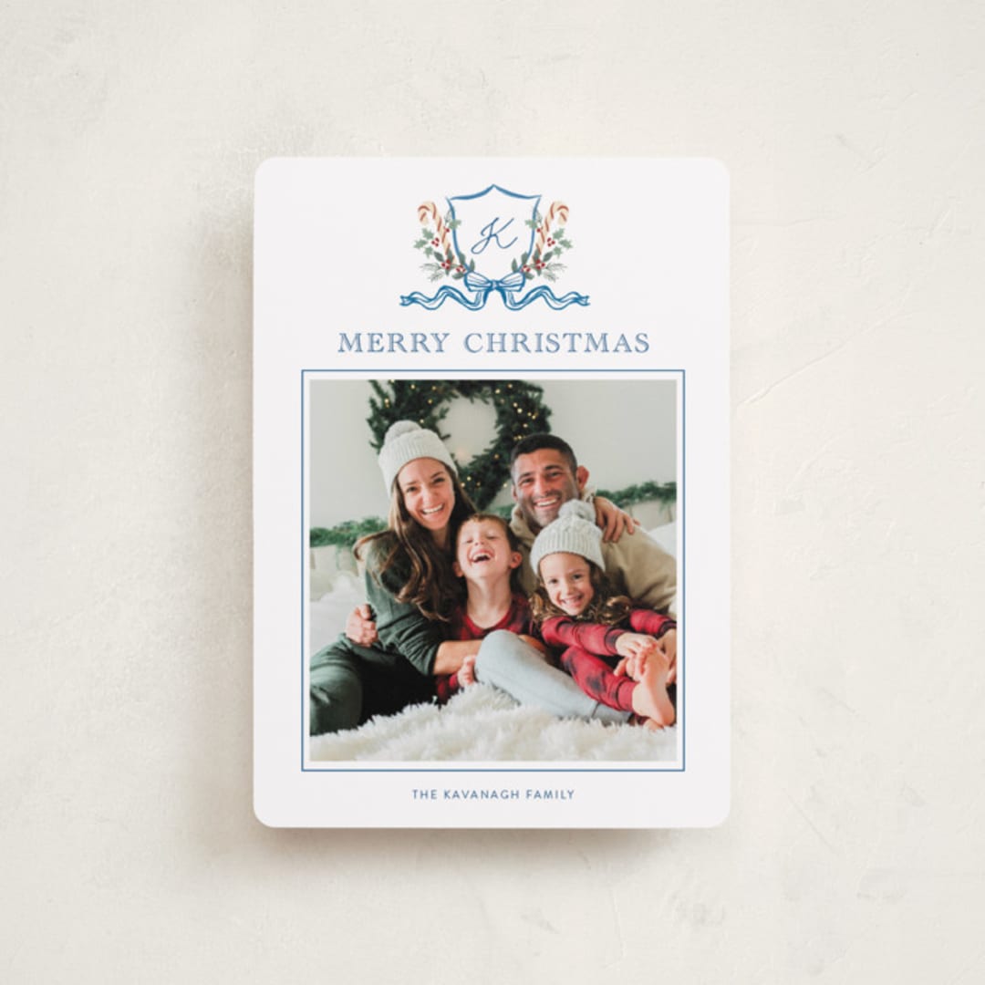 "Family Crest" - Holiday Cards in Blue Spruce by Cass Loh - Front