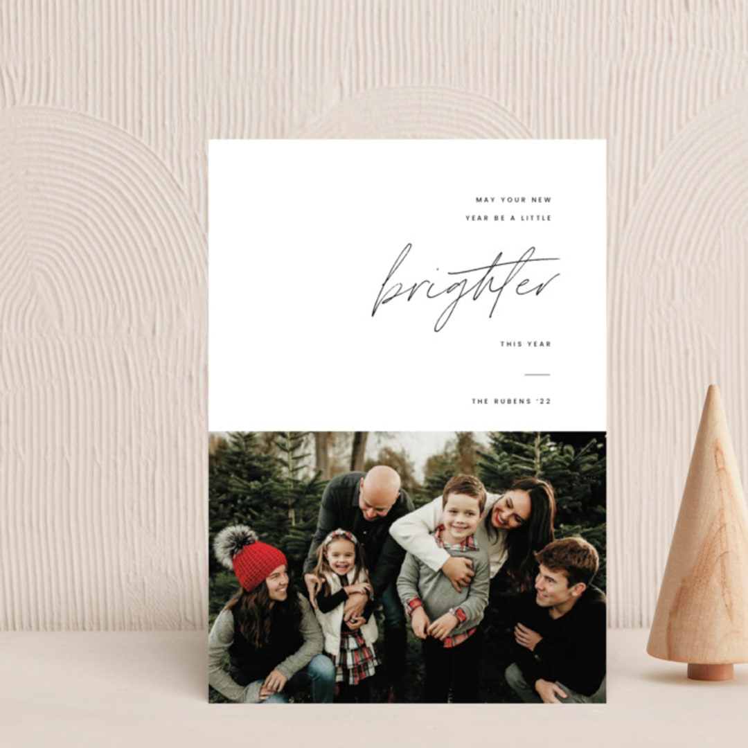 "Brighter" - Holiday Cards in Coal by Blustery August - Front
