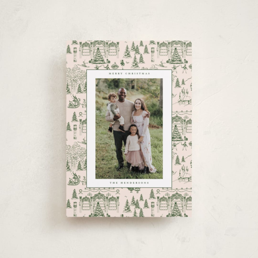 "Nutcracker Toile" - Holiday Cards in Fir by Teju Reval - Front