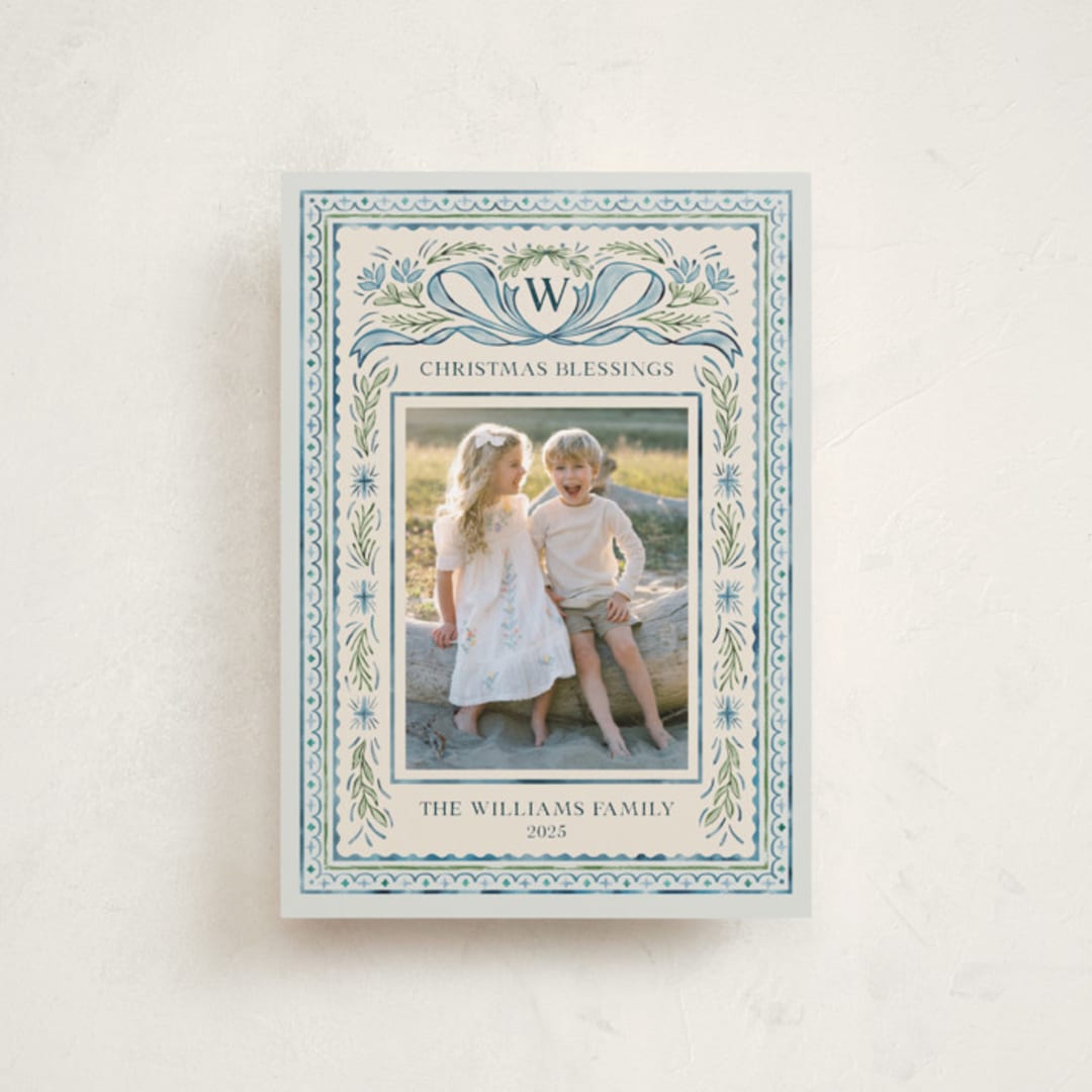 "Christmas Gift" - Holiday Cards in Blue Jay by Paper Sun Studio - Front