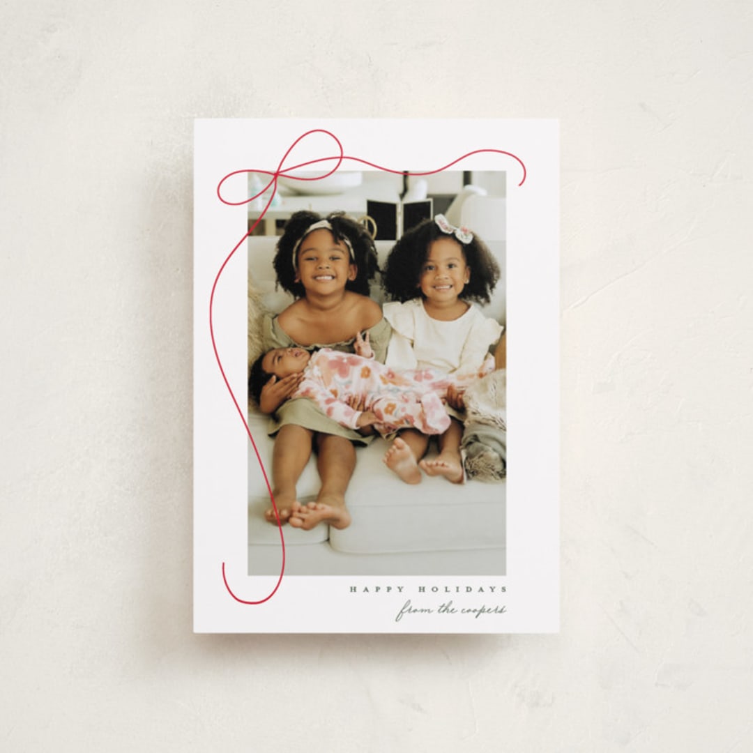 "Cascading Bow" - Holiday Cards in Snow by Lauren Chism - Front