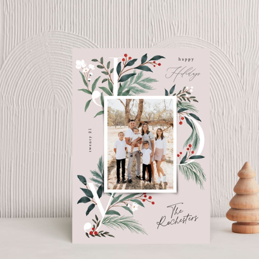 "Sweetest Joy" - Holiday Cards in Blush by Elly - Front