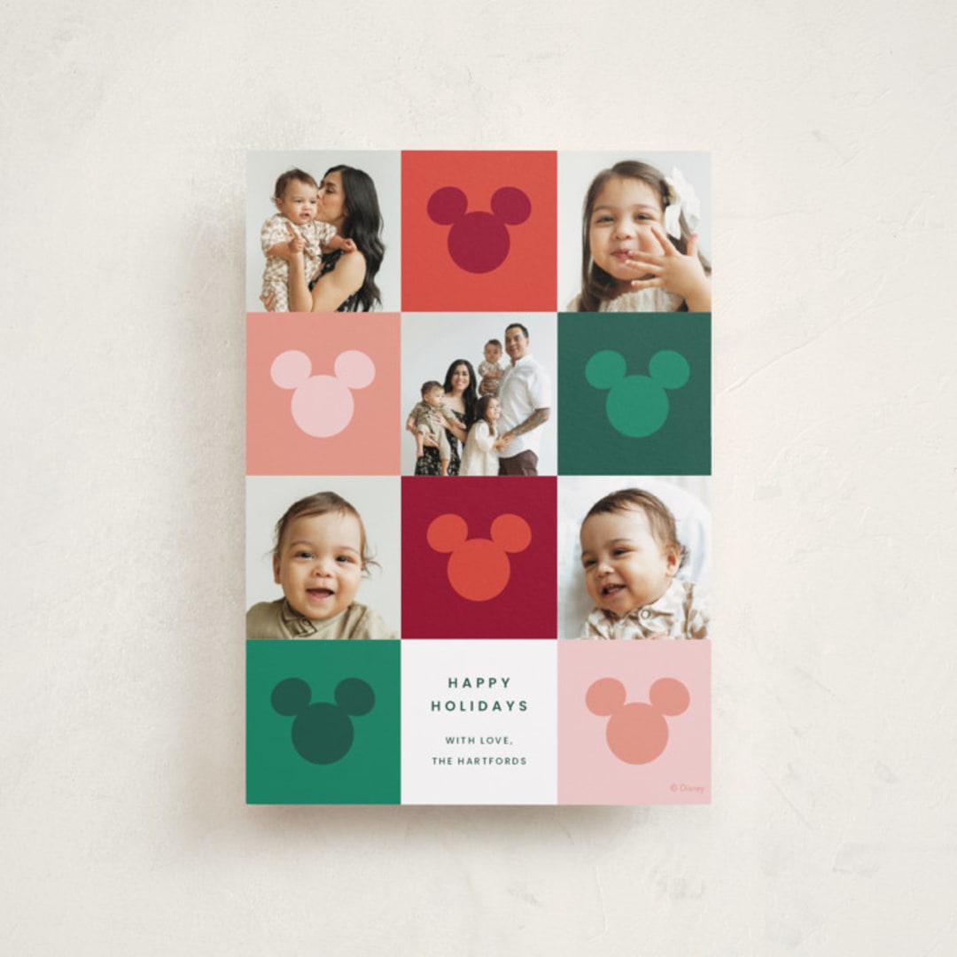 "Vibrant Disney Mickey" - Holiday Cards in Cranberry by Ellen Schlegelmilch - Front