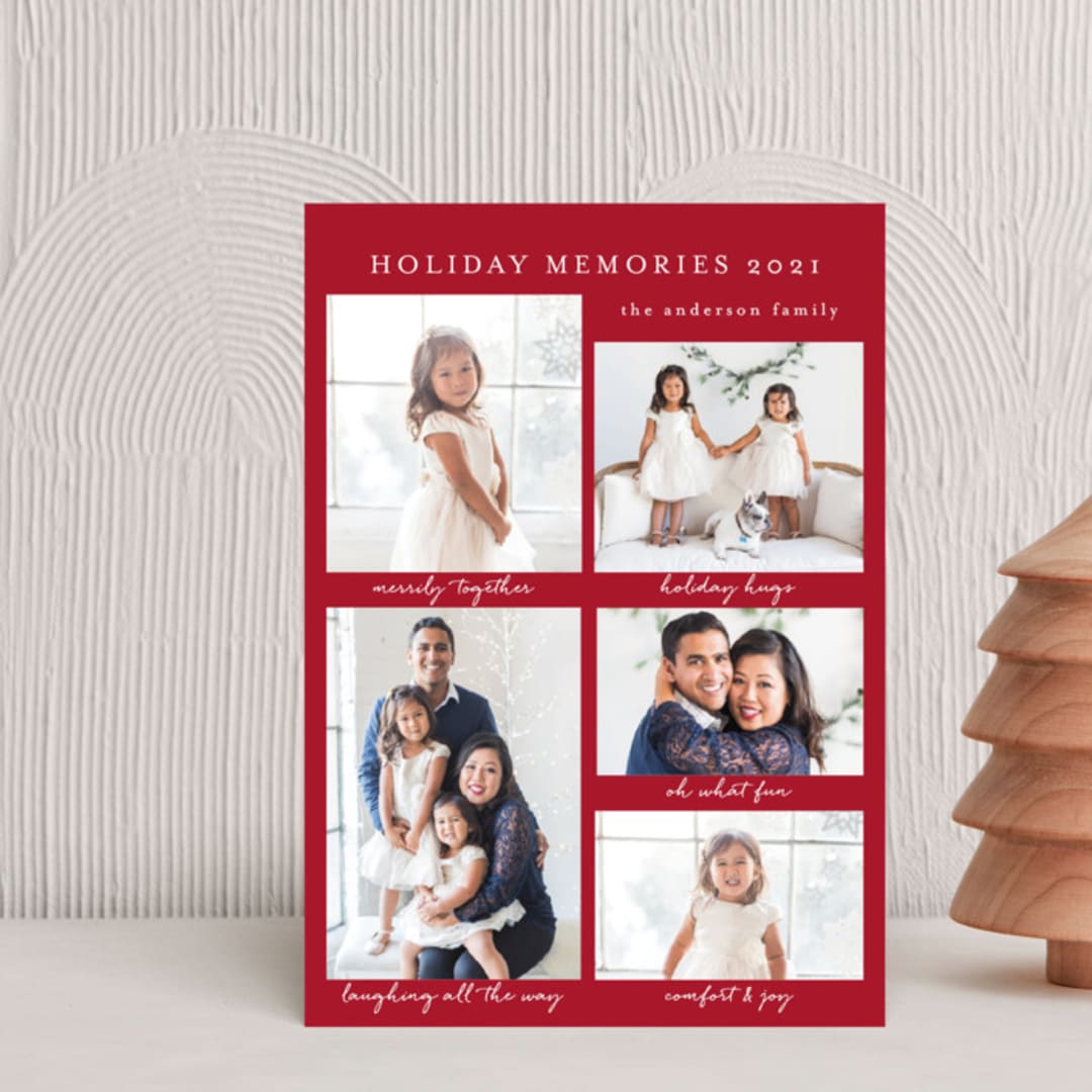 "Holiday Memories" - Holiday Cards in Holly Berry by Susan Moyal - Front