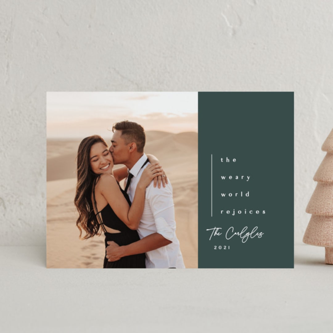 "The World Rejoices" - Holiday Cards in Pine by Lea Delaveris - Front