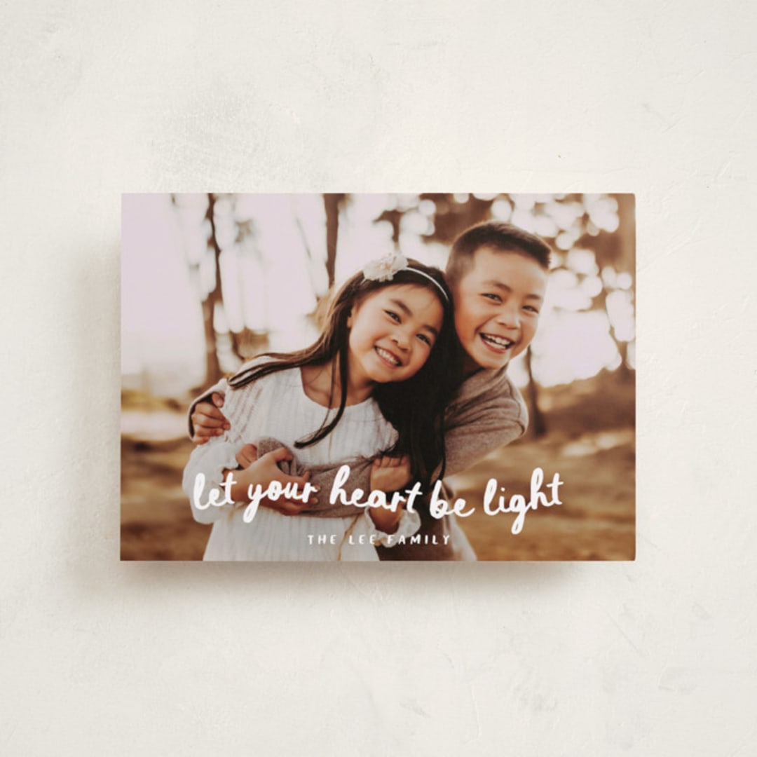 "Heart Be Light" - Holiday Cards in Snow by Sara Hicks Malone - Front