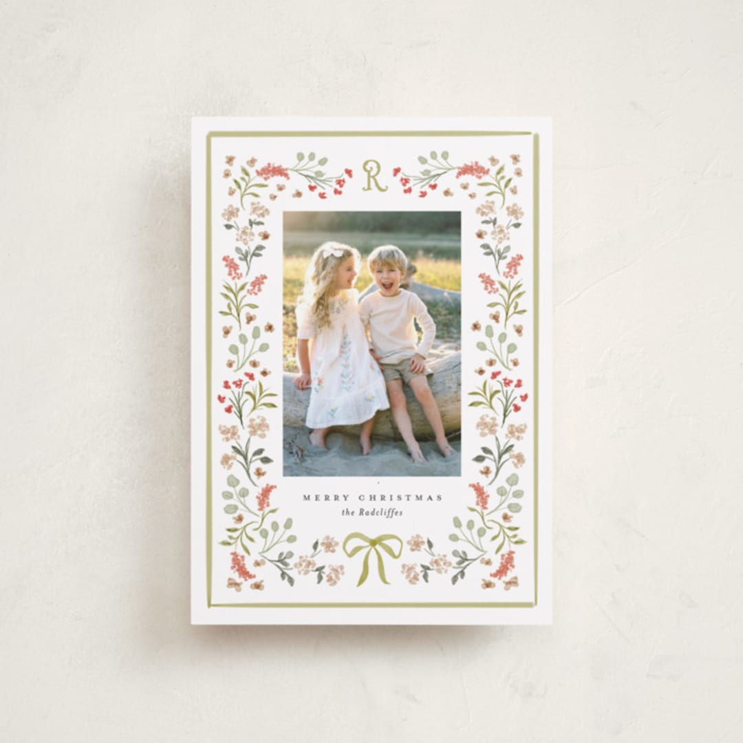 "Lafayette" - Holiday Cards in Sage by Melanie Kosuge - Front