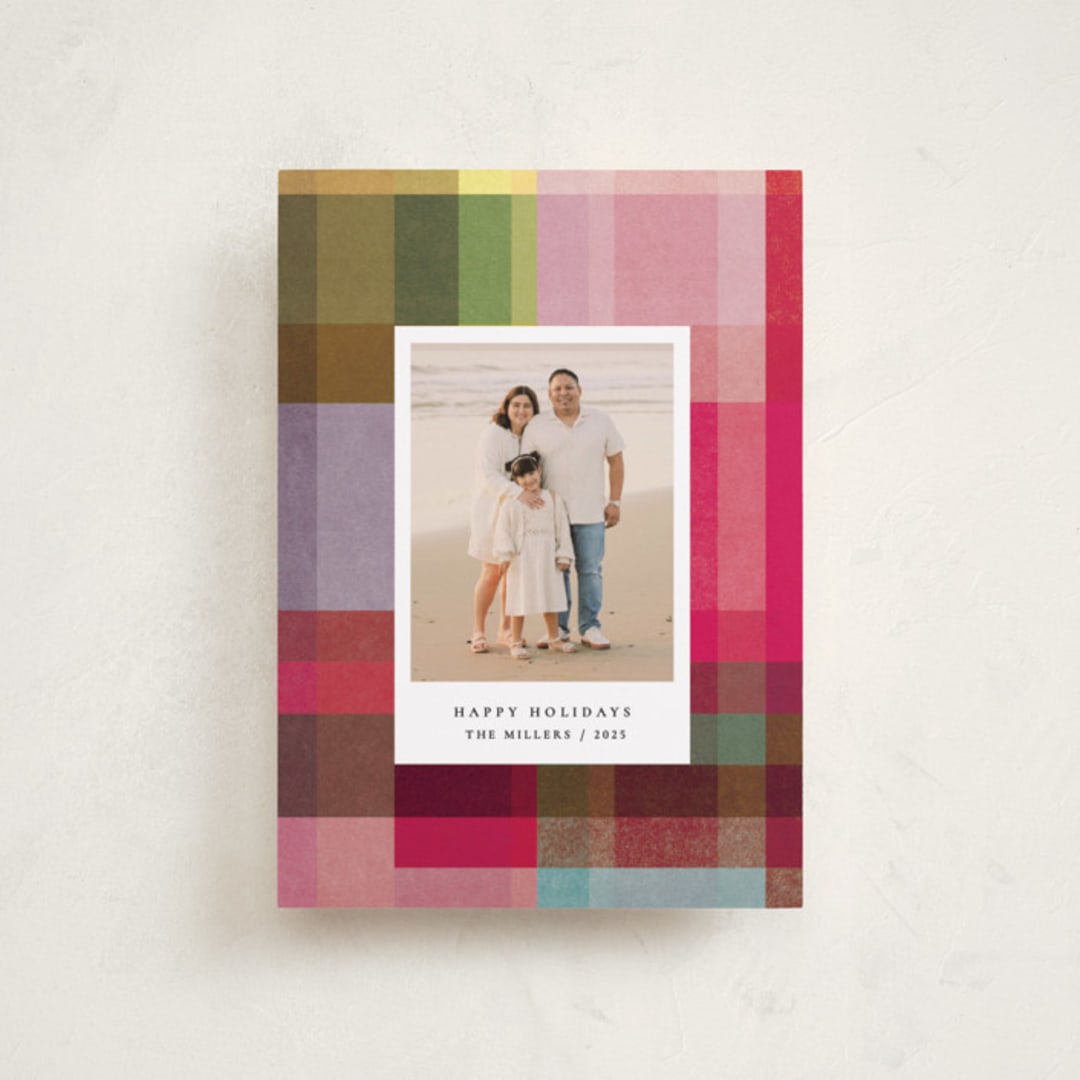 "joyful check" - Holiday Cards in Candy by Sumak Studio - Front