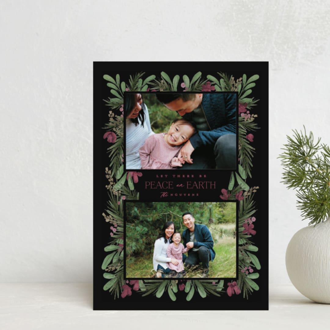 "Rustic Floral" - Holiday Cards in Wreath by Heather Cairl - Front