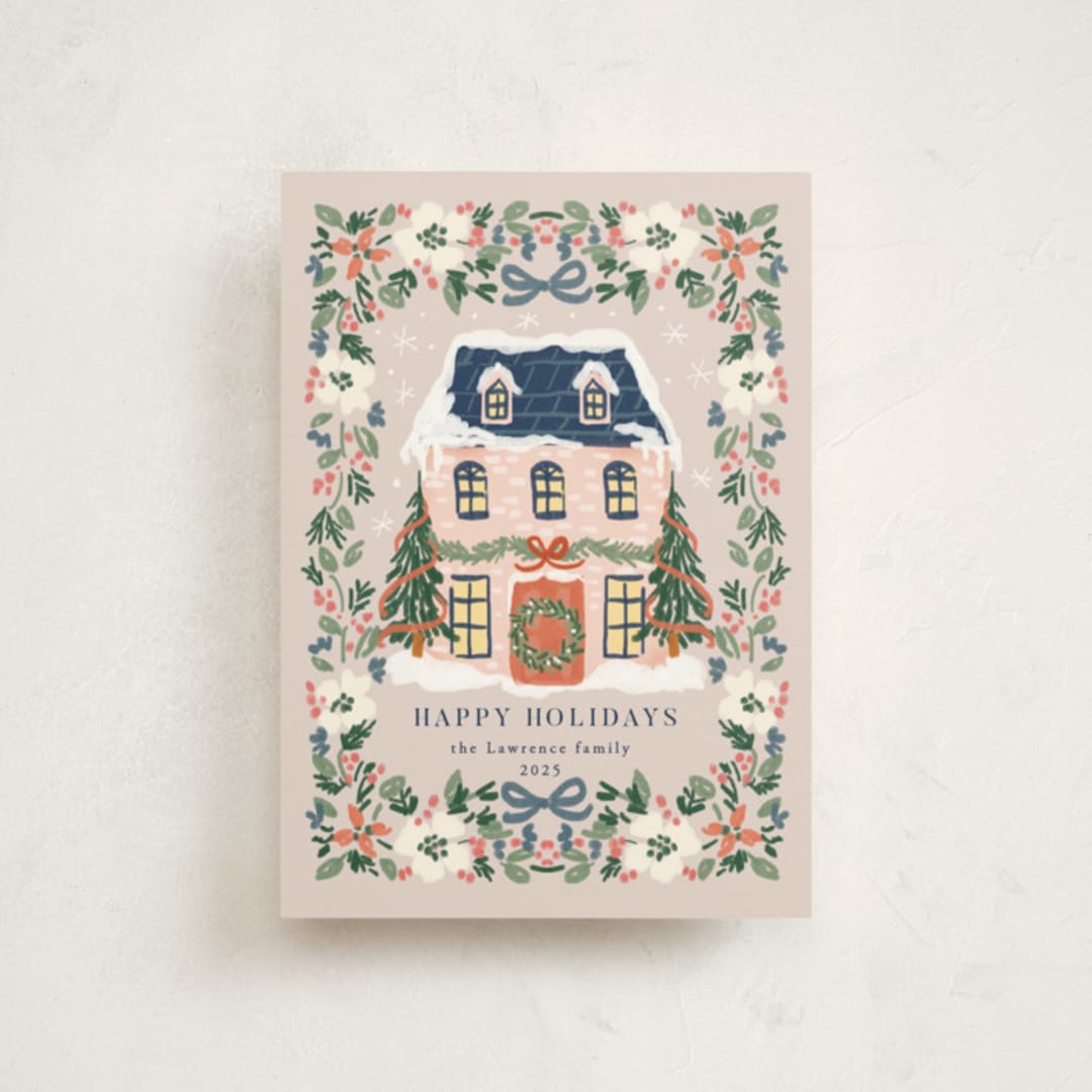 "Little Housey" - Holiday Cards in Winter Rose by Petra Kern - Front