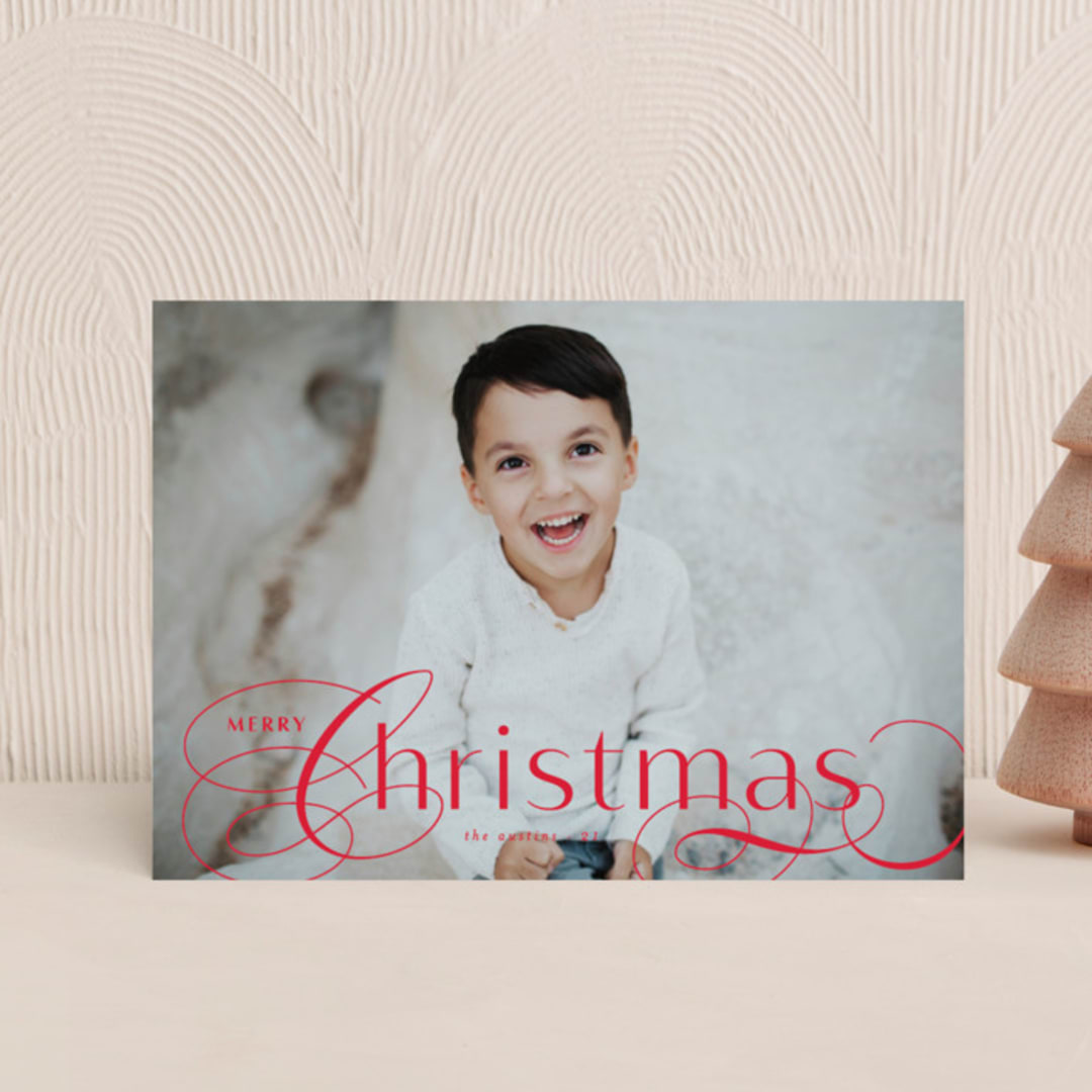 "Front Flourish" - Holiday Cards in Ruby by Lauren Chism - Front