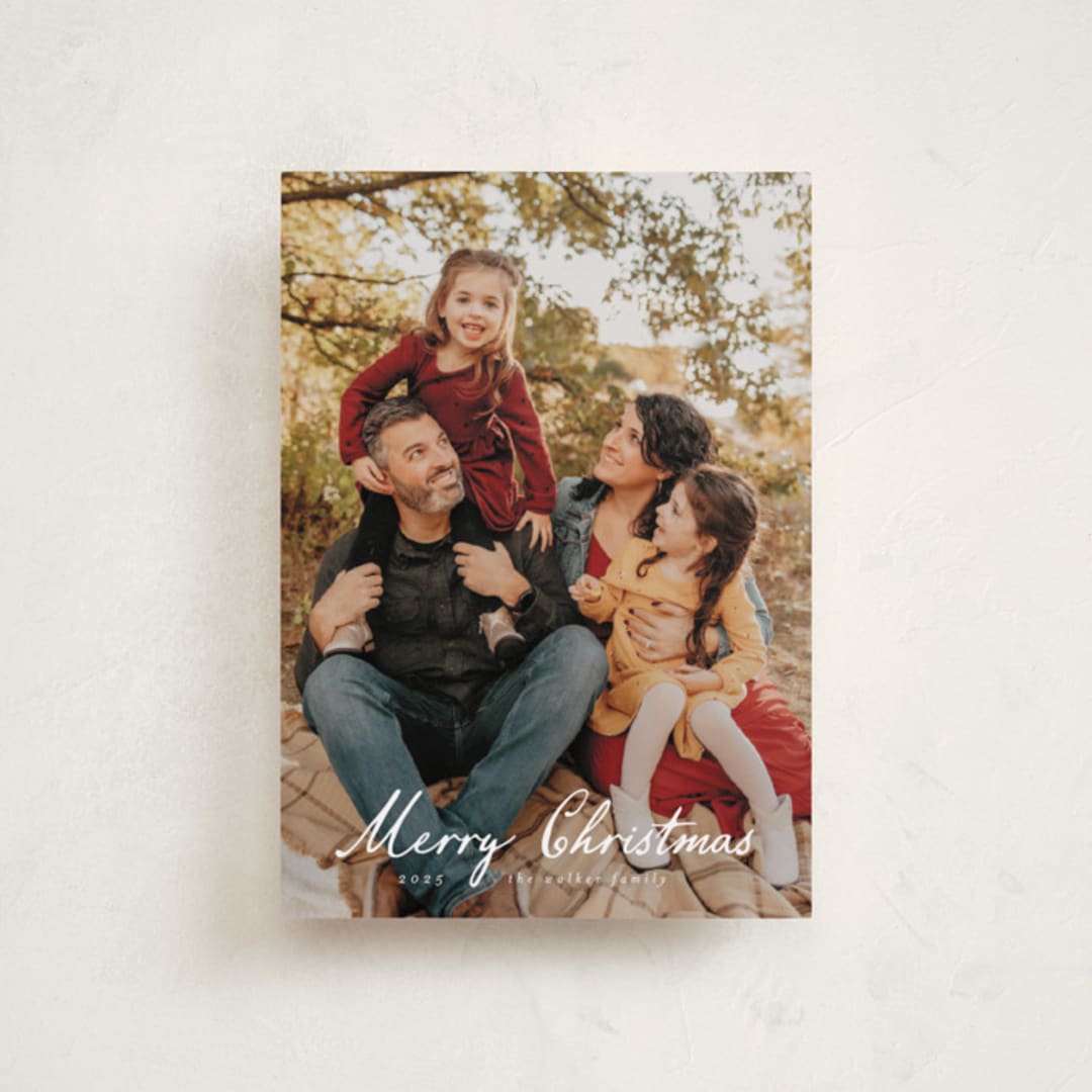 "Winter Greetings" - Holiday Cards in Snow by Ashley Iwafuchi - Front