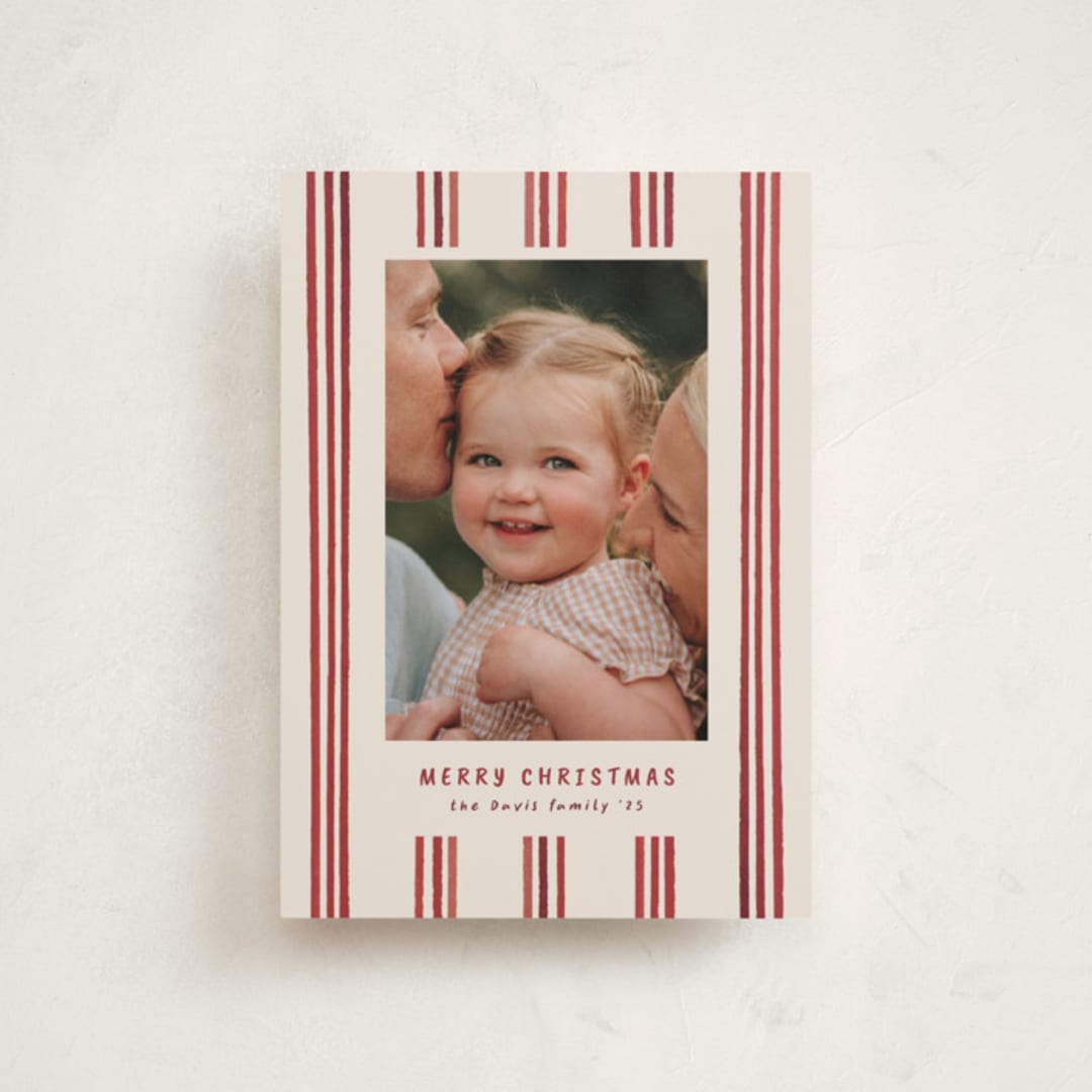 "painted lines" - Holiday Cards in Berry by Christy Hy Lee - Front