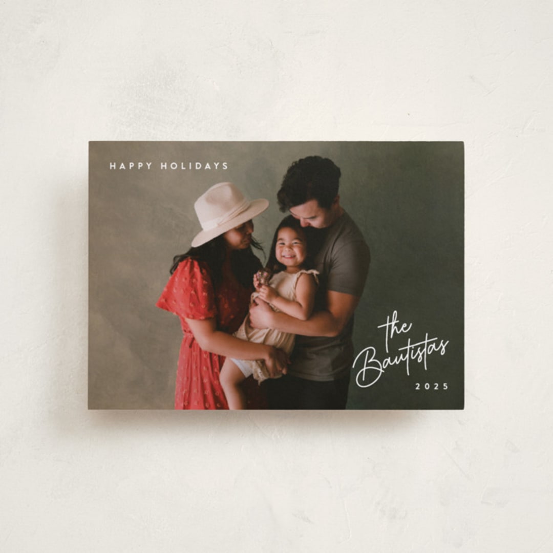 "Sans and Signature" - Holiday Cards in Snow by Hooray Creative - Front