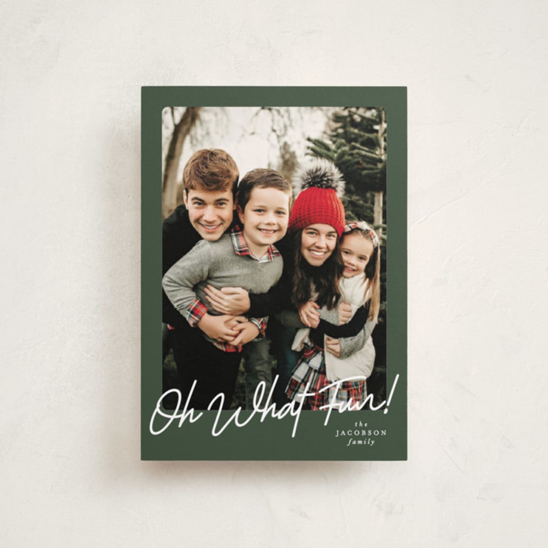 "Oh what fun script" - Holiday Cards in Forest by Karidy Walker - Front