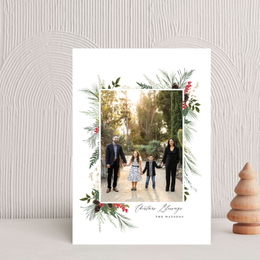 "Nature & Blessings" - Holiday Cards in Crimson by Susan Moyal - Front