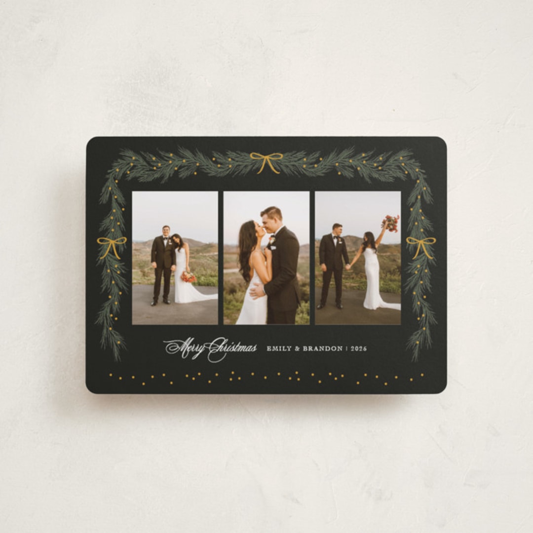 "Ribbon Garland" - Holiday Cards in Midnight by Elly - Front