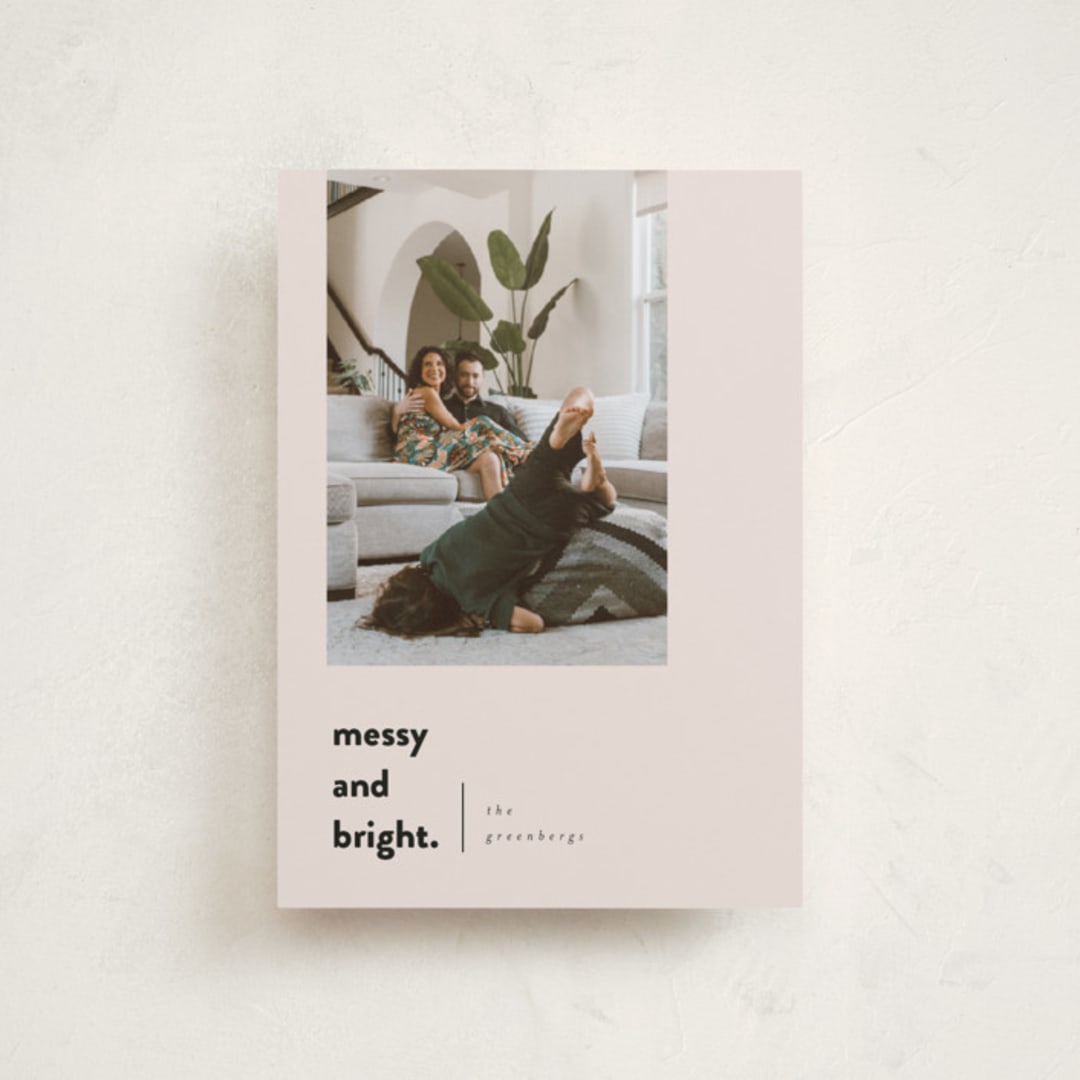 "Messy & Bright" - Holiday Cards in Blush by Iveta Angelova - Front