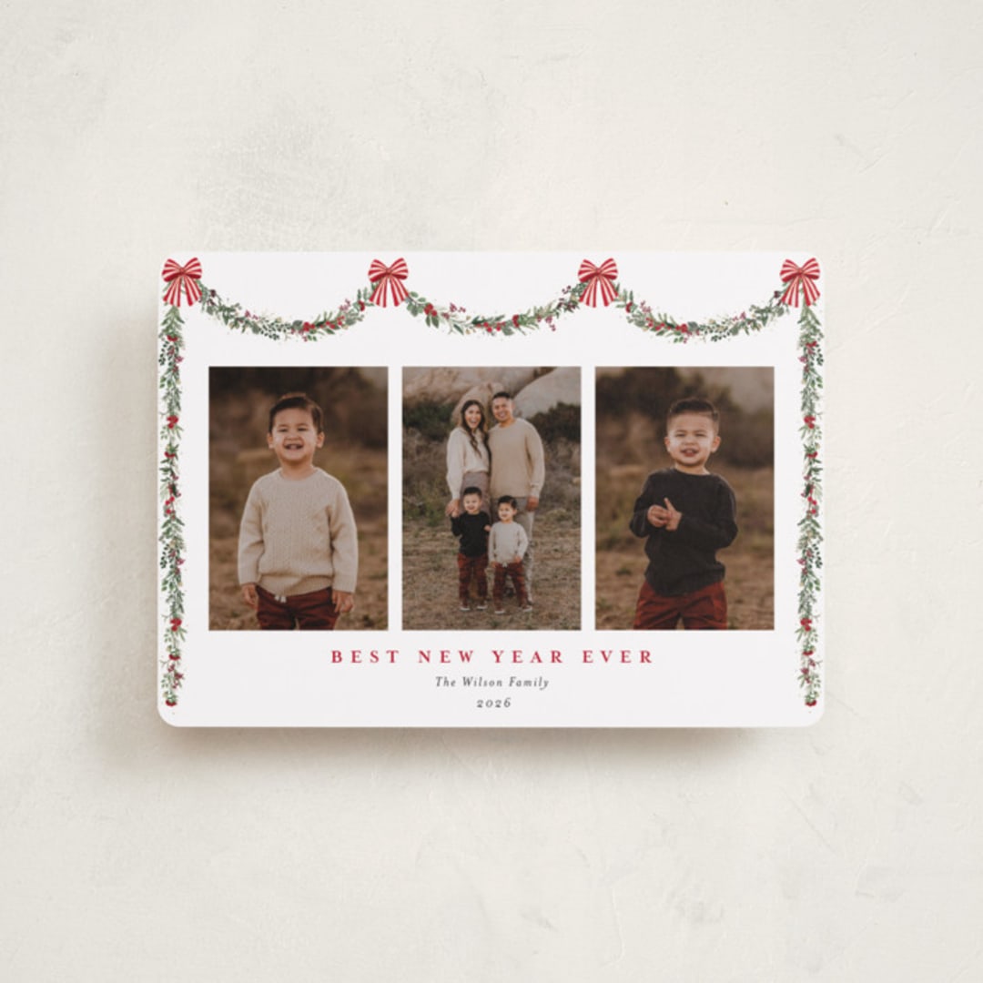 "Joyful Holly" - Holiday Cards in Peppermint by Susan Moyal - Front