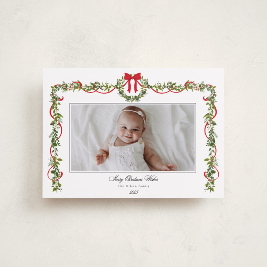 "Bows & Ribbon" - Holiday Cards in Candy Cane by Susan Moyal - Front
