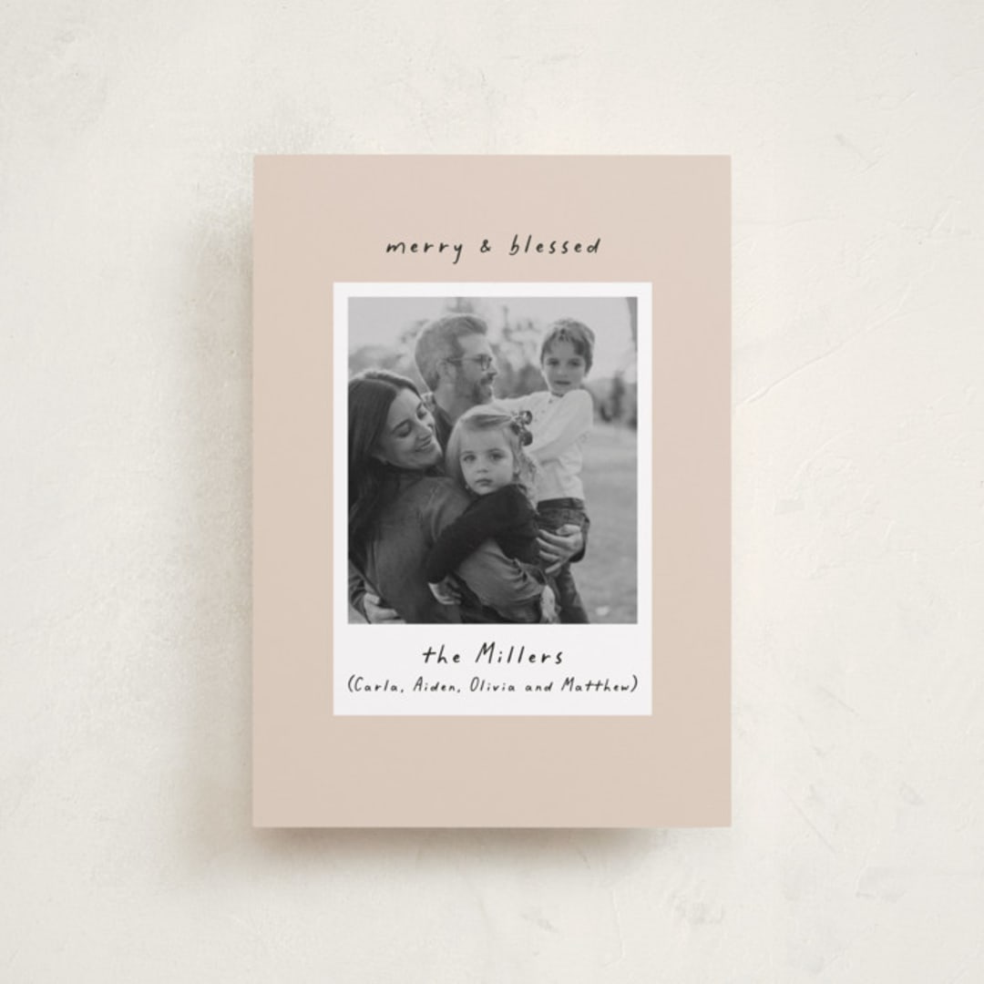 "Blessed Frame" - Holiday Cards in Butter Cream by Mansi Verma - Front