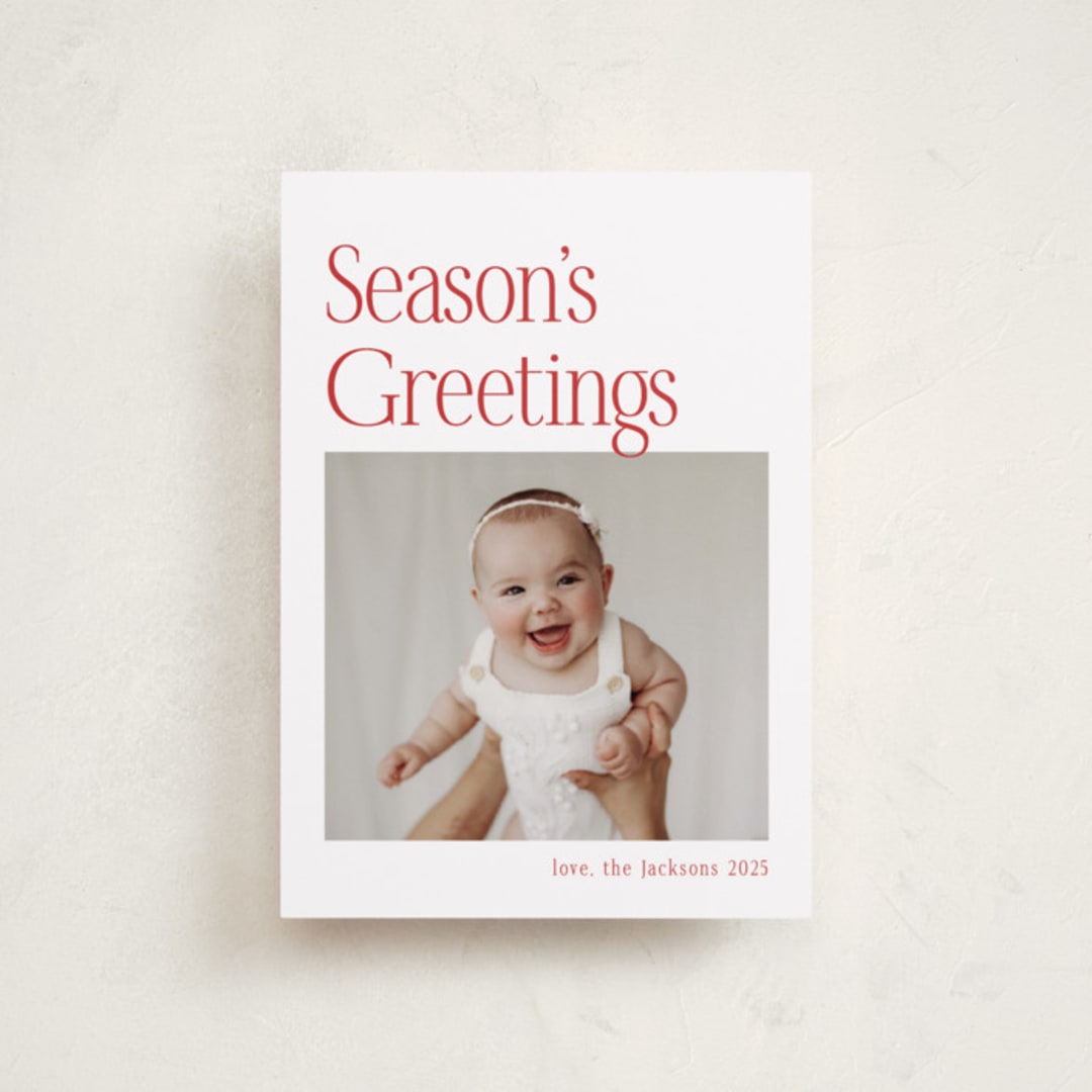 "Modern Serif" - Holiday Cards in Santa Suit by Nicole Walsh - Front