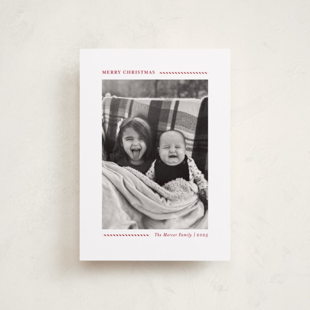 "Candy Cane Lines" - Holiday Cards in Candy Cane by Allison Orszak - Front