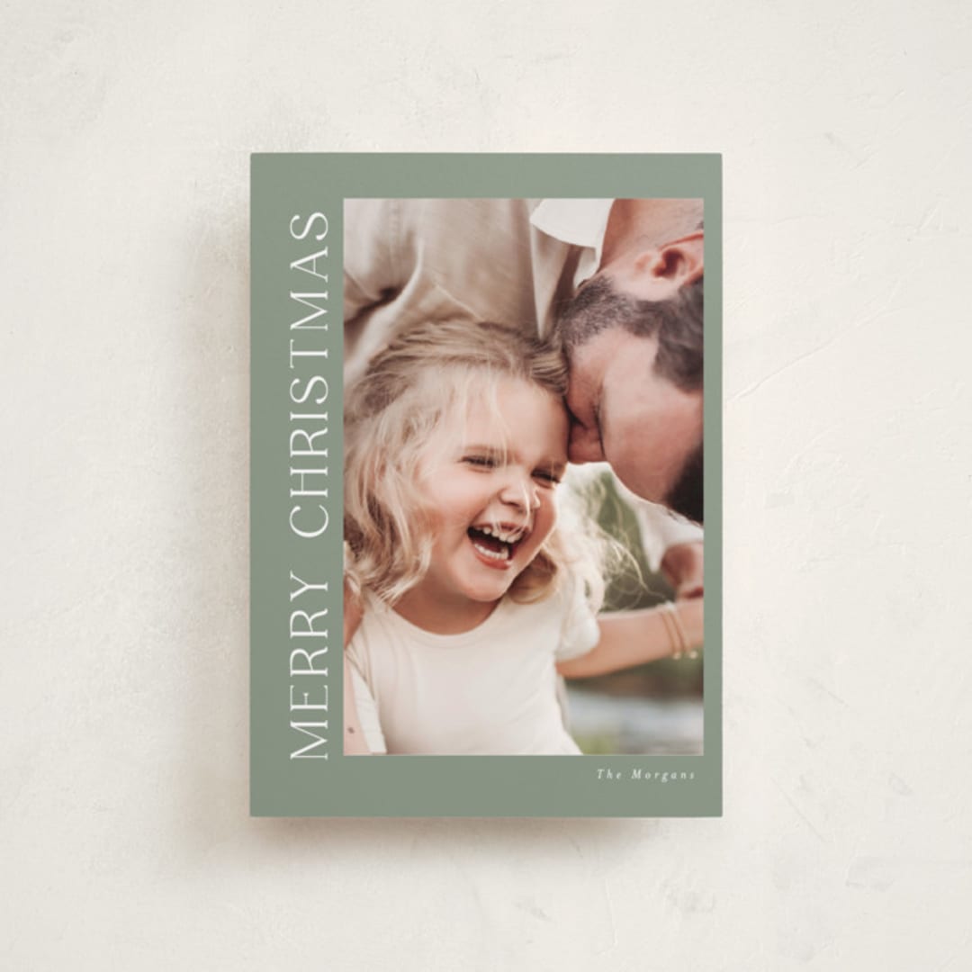 "Merry" - Holiday Cards in Sage by Angela Thompson - Front