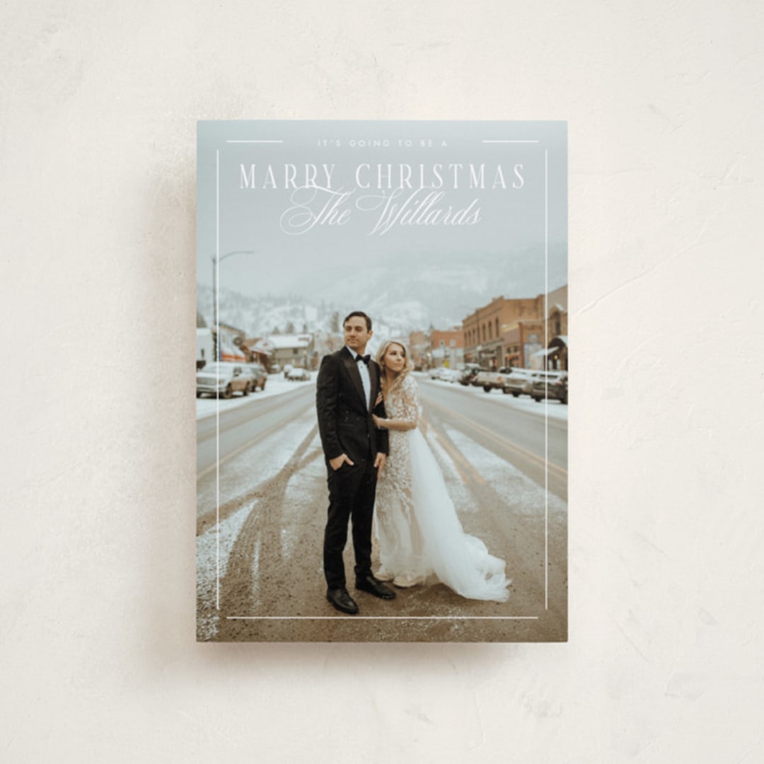 "Marry Christmas" - Holiday Cards in Snowmelt by Keen Peachy - Front