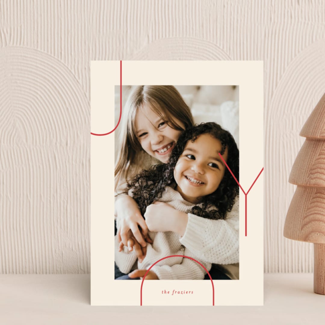 "Archer Joy" - Holiday Cards in Winter Rose by Carrie ONeal - Front