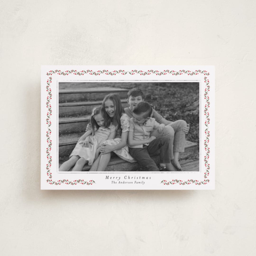 "Delicate Frame" - Holiday Cards in Holly Berry by Susan Moyal - Front