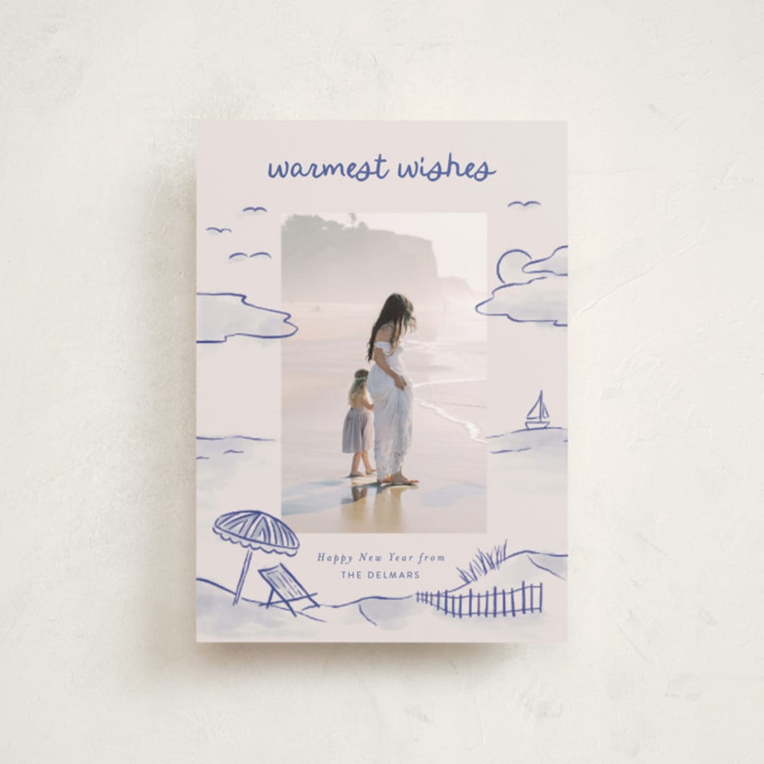 "Tis the Sea Sun" - Holiday Cards in Ocean by Pink House Press - Front