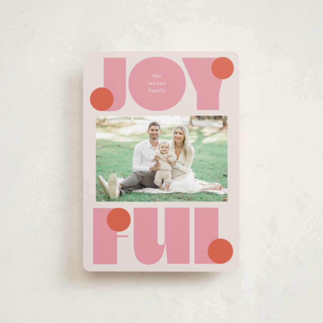 "pop joy" - Holiday Cards in Candied Grapefruit by Lori Wemple - Front