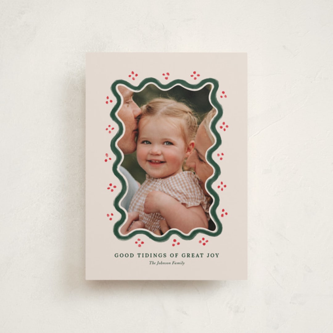 "Good Tidings & Great Joy" - Holiday Cards in Holly Berry by Rachel Mattern - Front